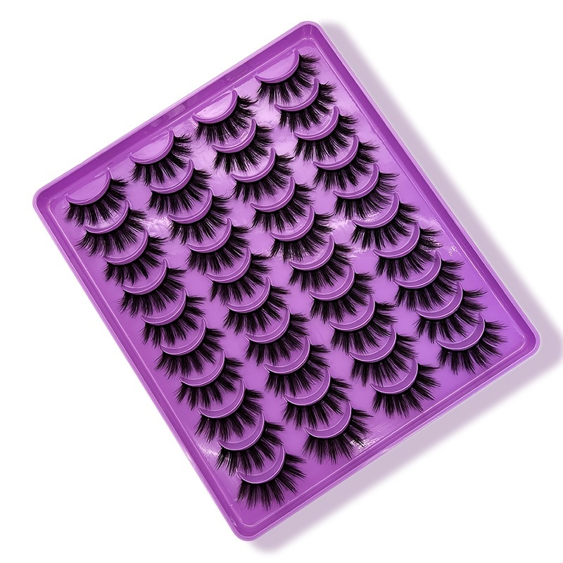 

20 Pairs False Eyelashes Natural Faux Mink Curlers Fluffy Makeup Long Extension Wispy Thick Lashes