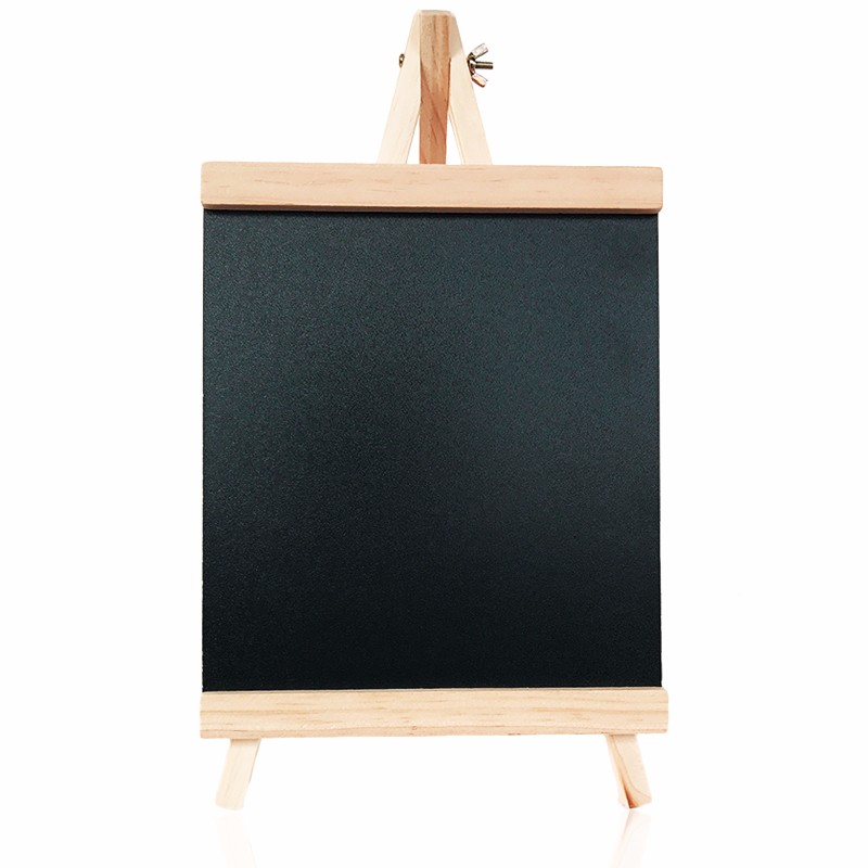 Pizarra con caballete de madera 36 x 20 cm para dibujar o escribir. Tablero  de mensajes de mesa cuadrado con trípode