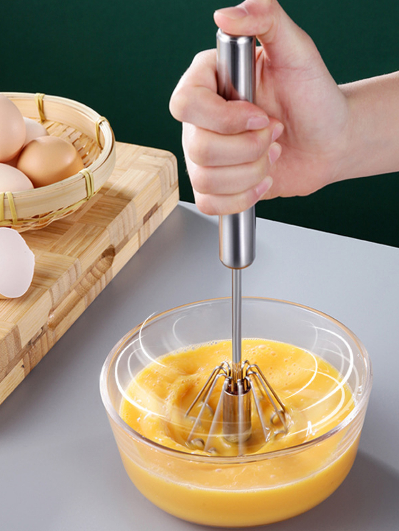 Egg Whisk Egg Beater Stainless Surround helixSpring Coil Egg Frother, Milk  and Egg- Kitchen Utensils for Blending,Magic Hand Held Sauce Stirrer