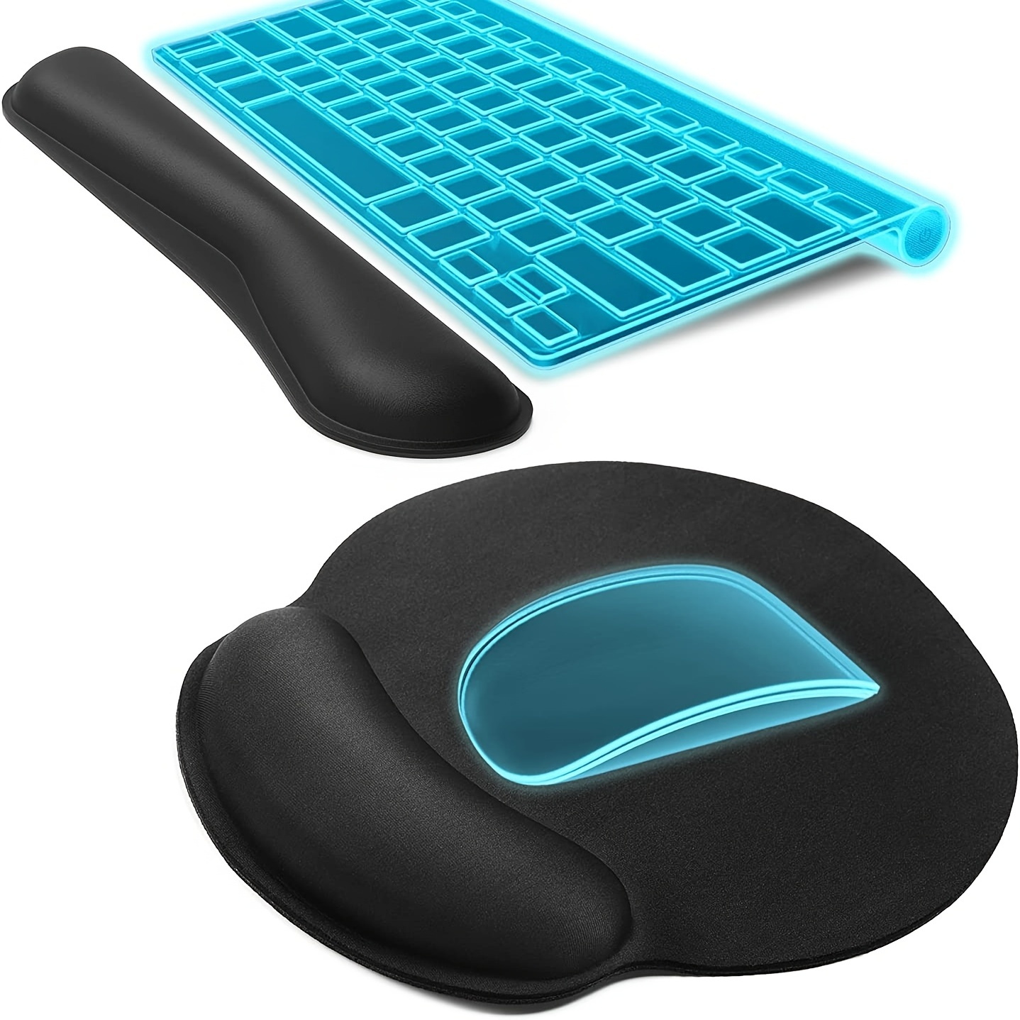 Ergonomic Mouse Pad, With Wrist Support, Comfortable Keyboard Wrist Rest,  Keyboard Memory Foam Wrist Pad, Mouse Pad Set, Convenient For Typing And  Computer, Office And Family, Black