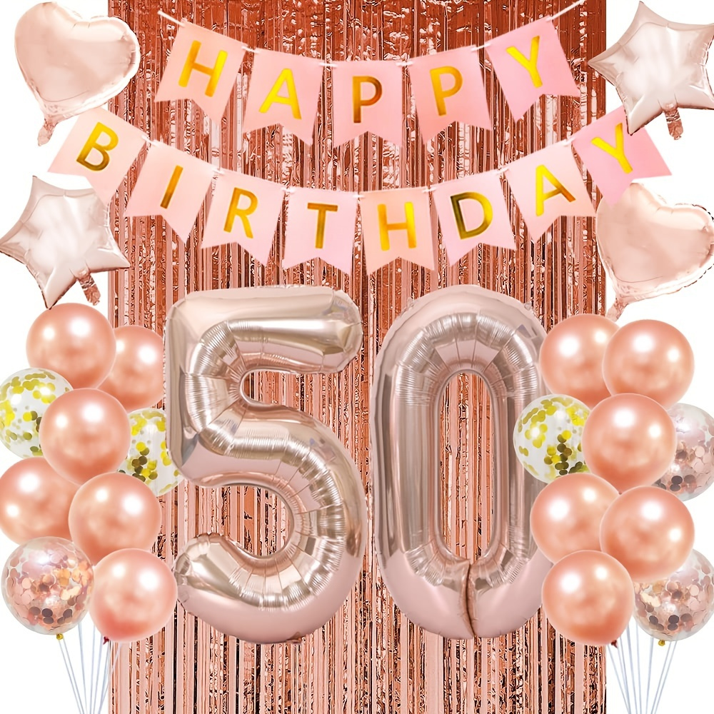 Set 50th Birthday Decorations For Women Rose Golden Happy 50th Birthday