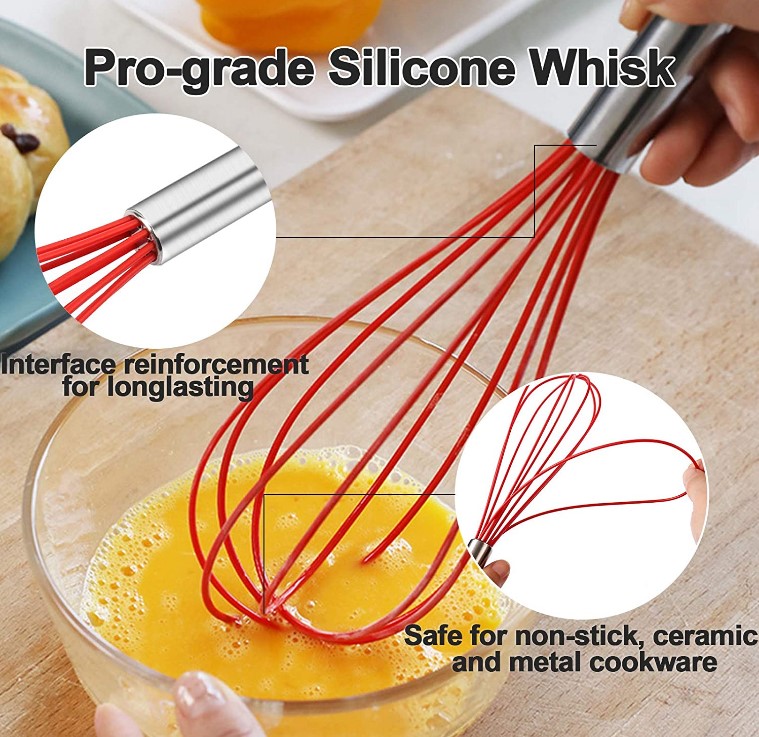 Stainless Coil Spring Whisk Kitchen Tool - Food Whisk With Wooden Handle -  Balloon Whisk Stainless Steel - Kitchen Gadgets Whisk Egg Beater 