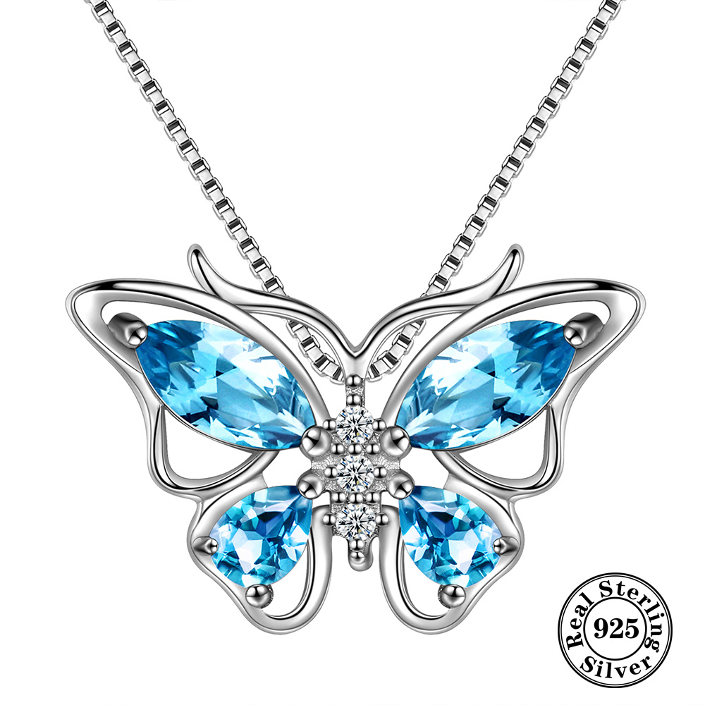 Bony Levy 14K Gold Blue Topaz Butterfly Pendant Necklace | Nordstrom