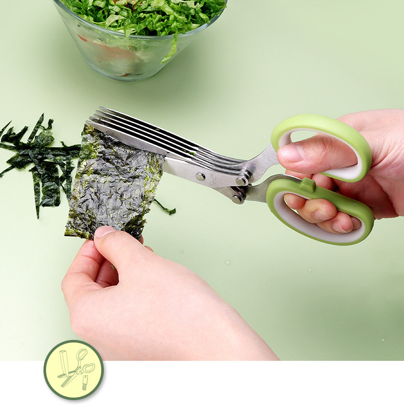 10pcs Herb Scissors with 5 Blades Kitchen Cutting Cilantro Shears