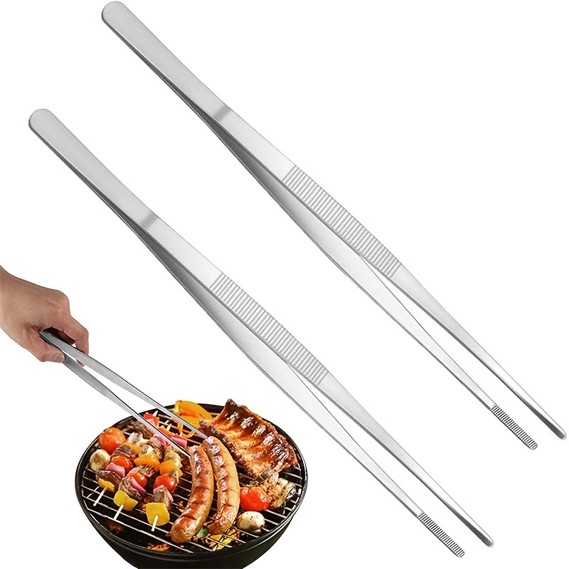 

1pc/2pcs Stainless Steel Thickened Food Clip, Hand-grabbing Cake Barbecue Steak, Hotel Kitchen Tool Baking Frying Clip