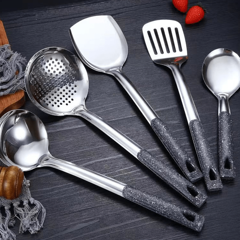 304 Stainless Steel Utensils Set, Extra-long Handle Cooking Tools, Cook  Shovel, Soup Spoon, Skimmer Spoon, Slotted Turner, Slotted Spoon, Pasta  Spoon, Kitchen Supplies - Temu