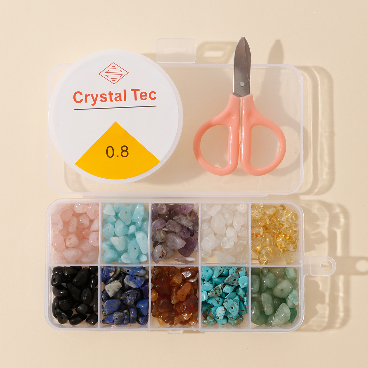 10 color Natural Stone Box Diy Jewelry Making Kit Small Hole - Temu