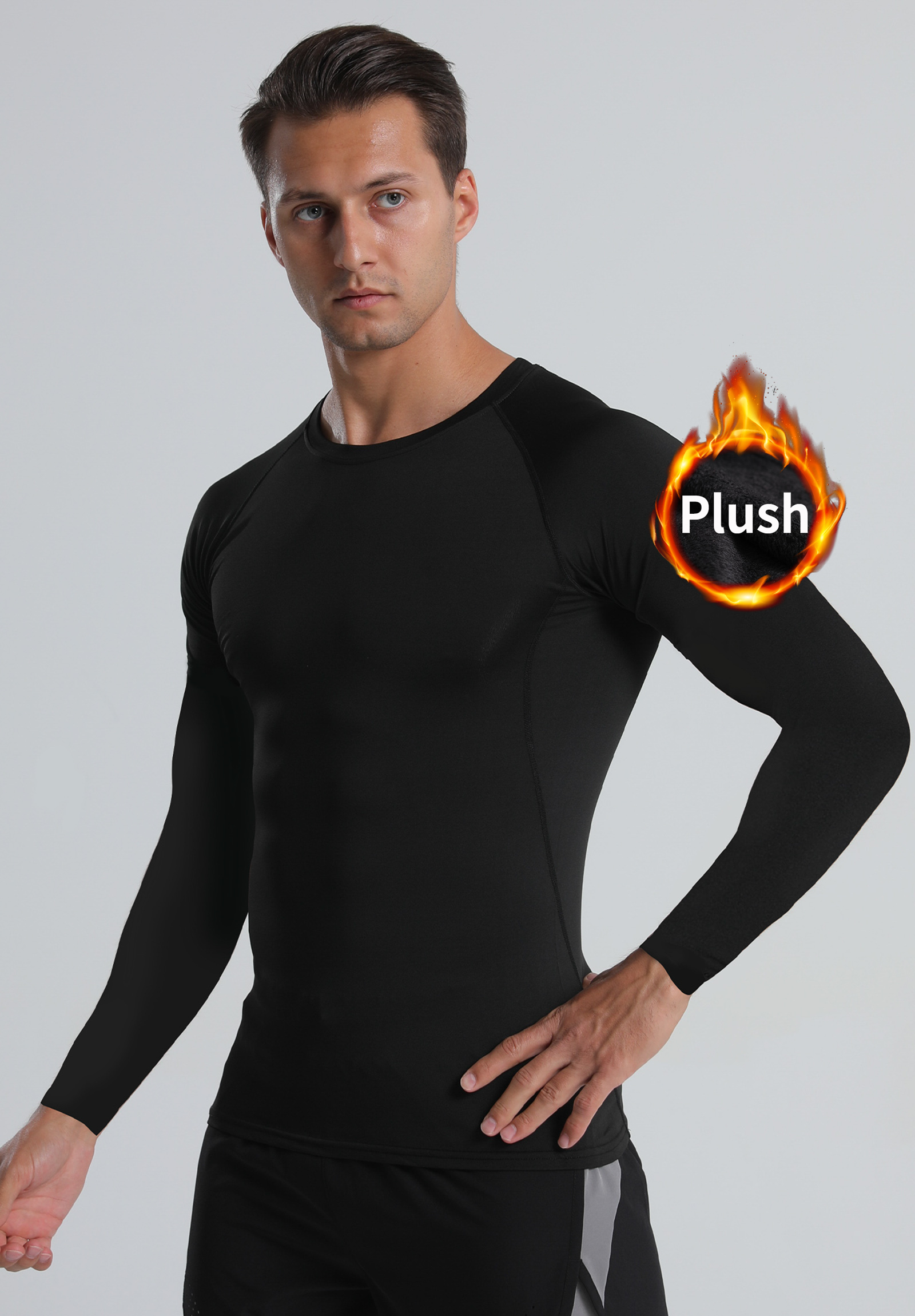 Mens Compression Shirts Long Sleeve Athletic Workout Tops Gym ...