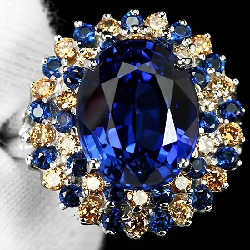 

Gemstone Rhinestone Floral Ring Alloy Ring Women's Elegant Jewelry Women's Accessories