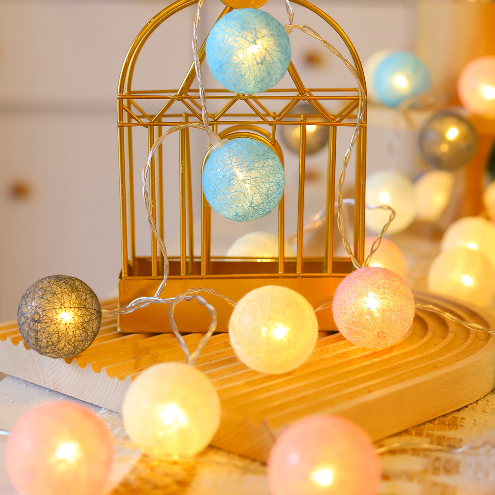 Marshmellow Fairy Lights Cotton Ball Fairy Lights, 20 or 35 LED Cotton Ball  Fairy Lights, LED Fairy Lights for Children's Rooms and Living Areas 