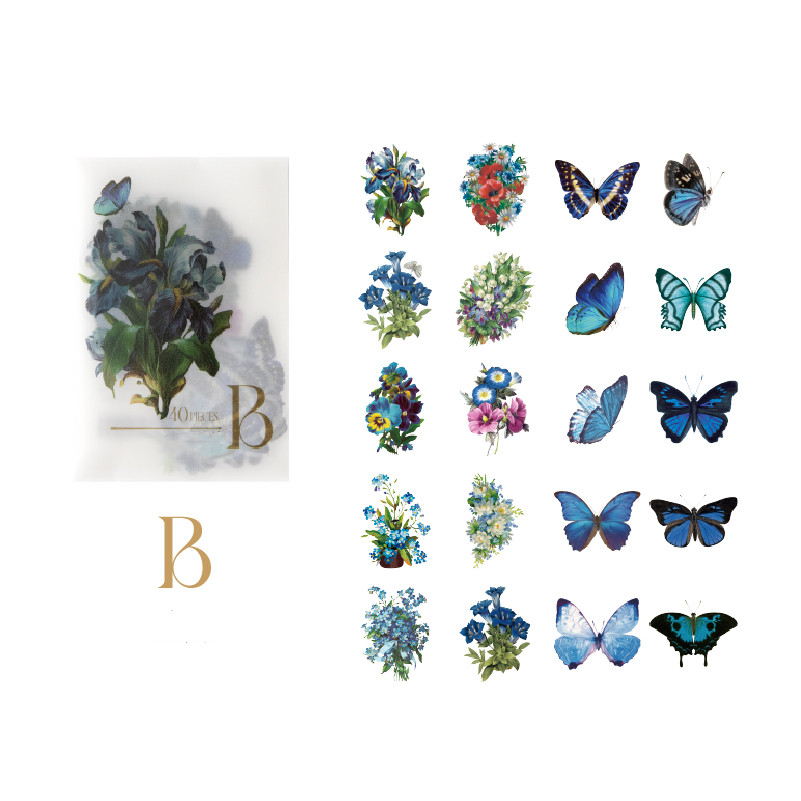 Sticker - Vintage Floral Butterfly Sticker Pack