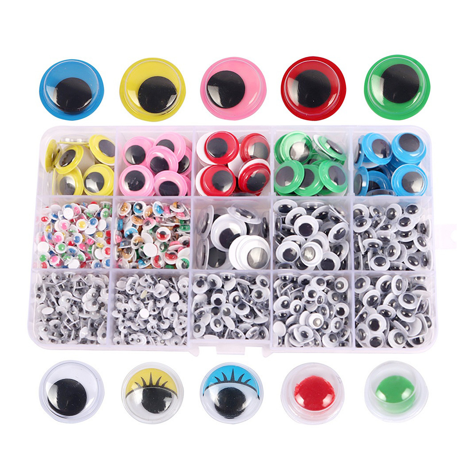 Googly Eyes, 1500 Mixed Colored Wiggle Eyes Self Adhesive Assorted