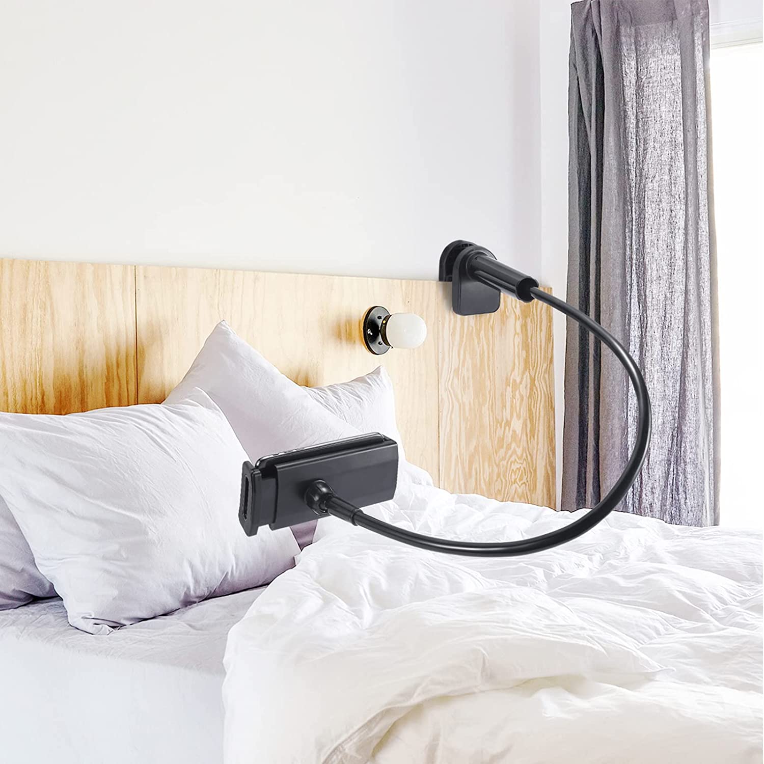 Gooseneck Phone Holder Stand For Bed Lazy Bracket Desk Clamp Mount Stand  360 Adjustable Clamp Clip, Flexible Long 32-inch Arm Bracket Mount Clamp  Adju