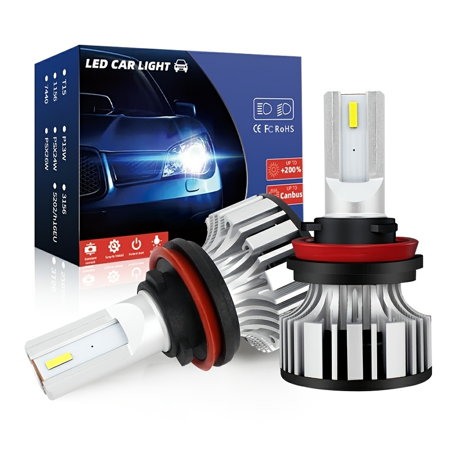 Bombillas LED H7, 24,000 lúmenes, 700% súper brillo, 6500 K blanco frío,  tamaño mini 1:1, luz LED de repuesto H7 con ventilador de refrigeración,  Plug