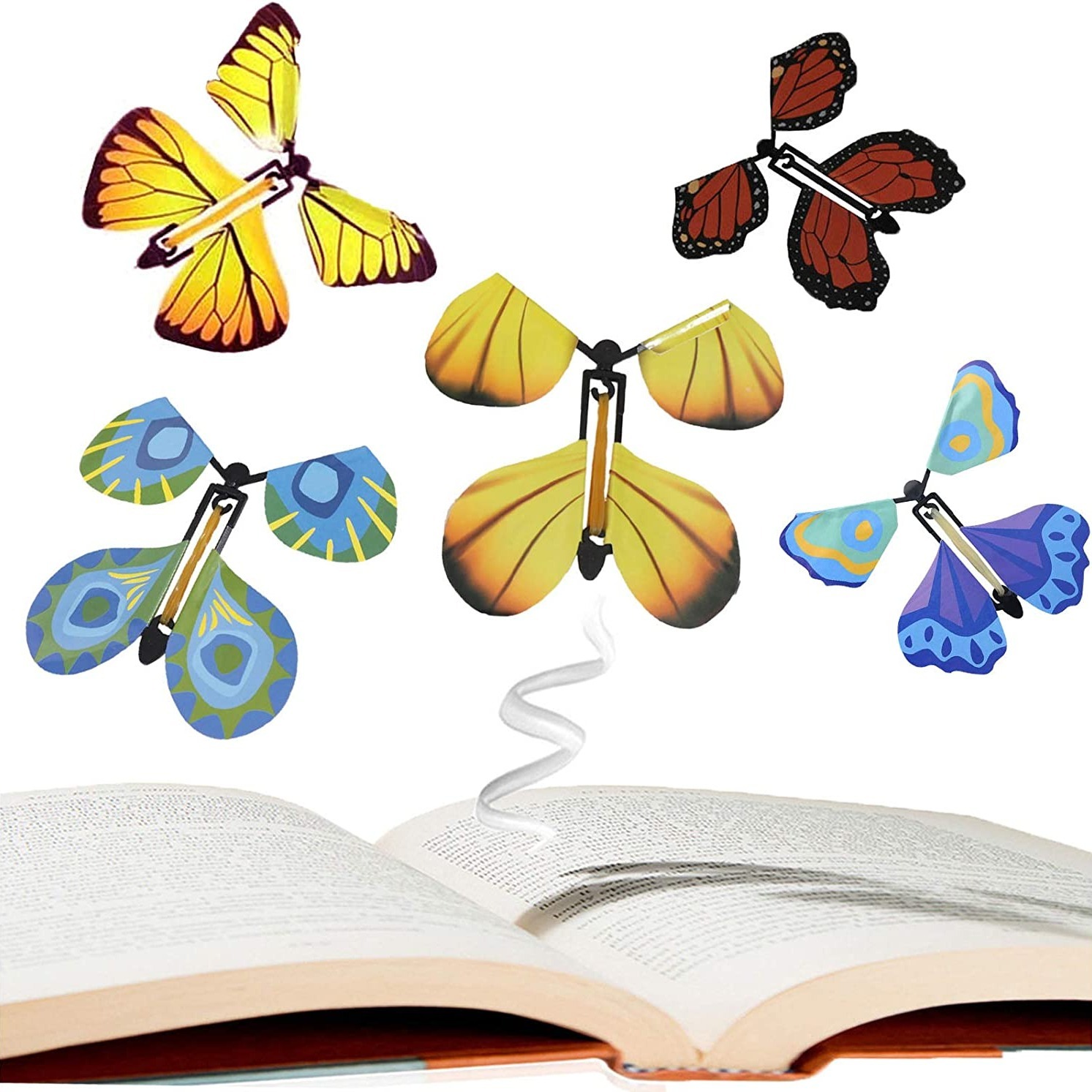 Juguetes mágicos de mariposa voladora para tarjetas, regalos de broma para  niños, gran sorpresa, mariposa colorida en libro, tarjetas de felicitación