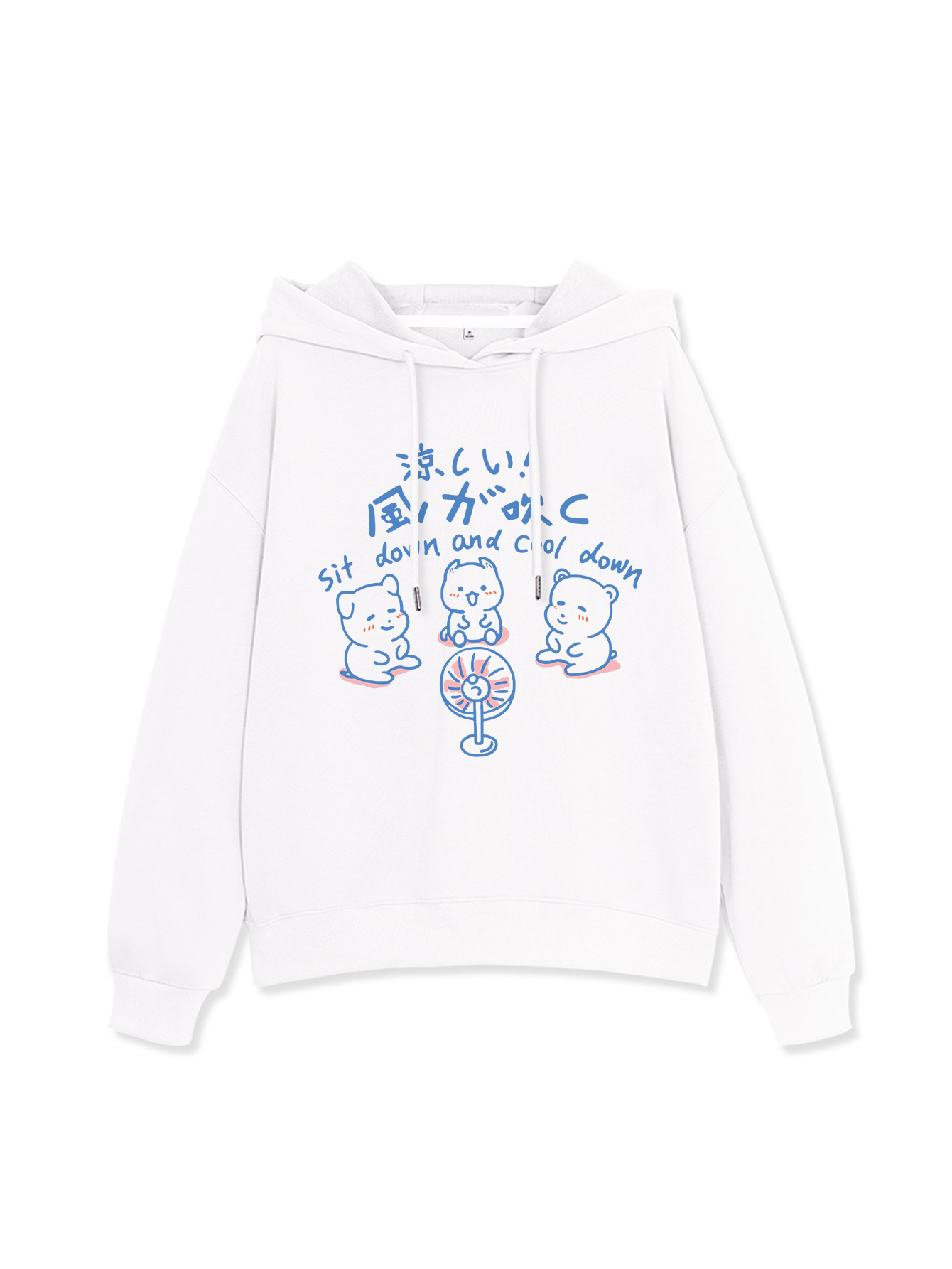 Kawaii Print Solid Long Sleeve Hoodie Casual Every Day - Temu Netherlands