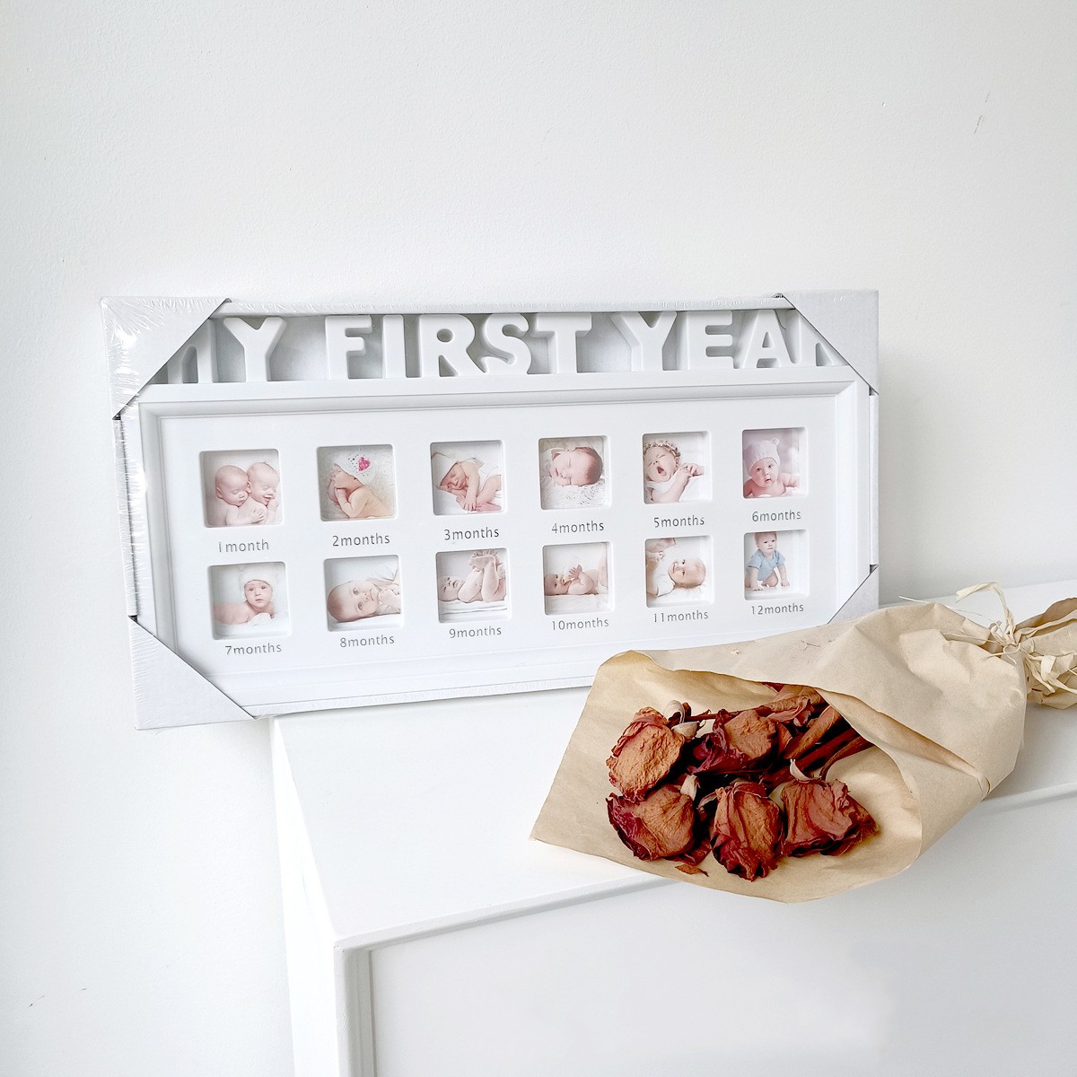 Cadre photo souvenir de nouveau-né, cadre photo de 12 mois, cadre photo  milestone, cadeaux de baby shower pour maman