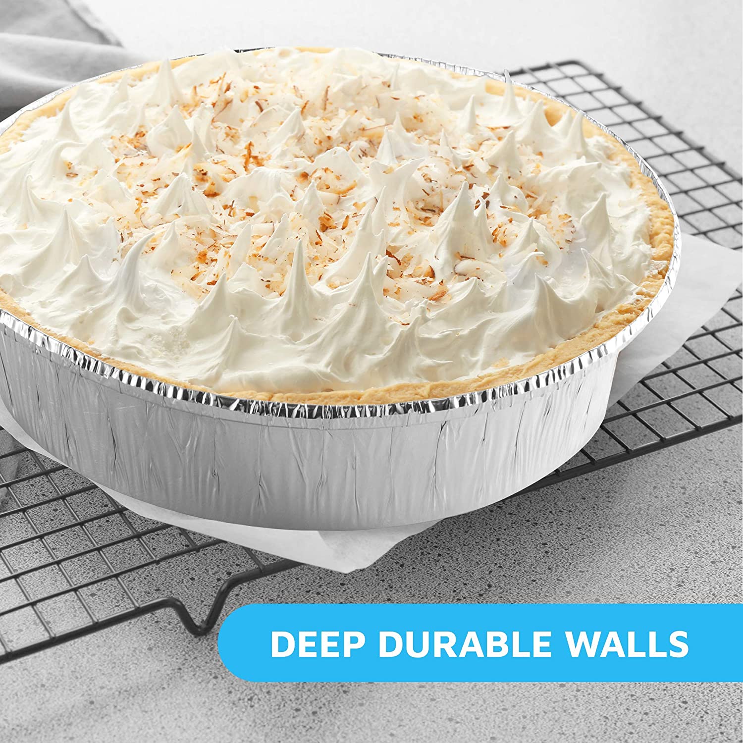 50pcs, Round Aluminum Foil Pans 9", Disposable Containers With Straight