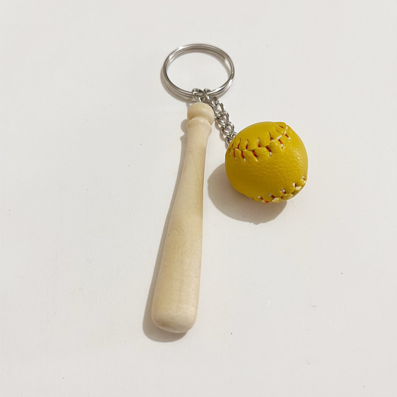 1pc Unisex Baseball Gloves & Baseball Bat Design Keychain