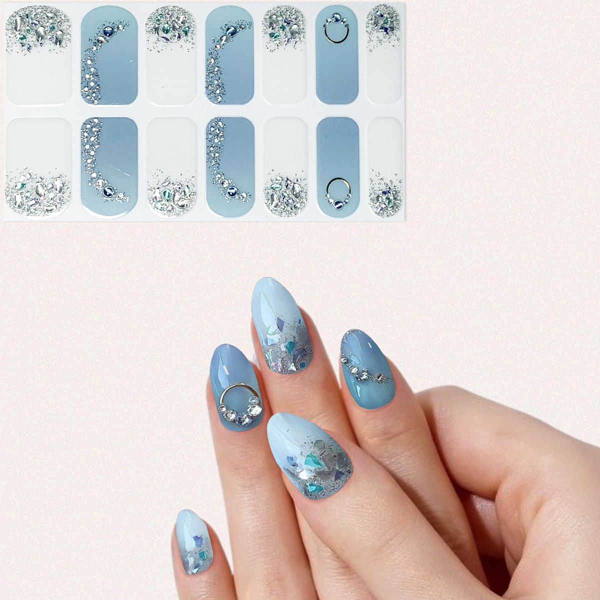 3d Autumn And Winter New Product Marble Pattern Rhinestone Nail Sticker Nail Sticker