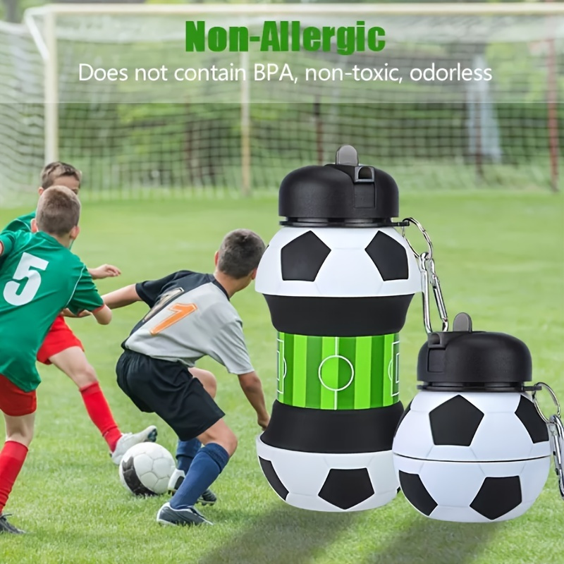 550ml Foldable Football Kids Water Bottles Portable Sports Water Bottle  Football Soccer Ball Shaped Water Bottl Silicone CupGift