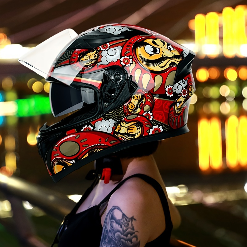Casco de motocicleta de carreras rojo para pegatinas y tatuajes