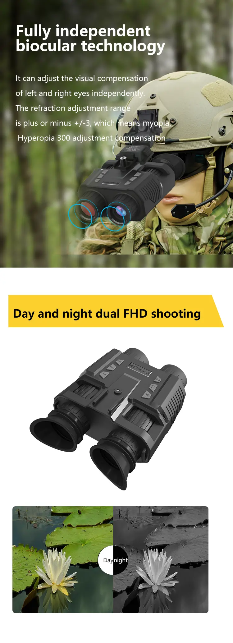 helmet 3d night vision binoculars goggle for adult 4x digital zoom fhd 1080p head mount night vision telescope viewing 984ft 250m in 100 darkness hunting camping equipment details 2