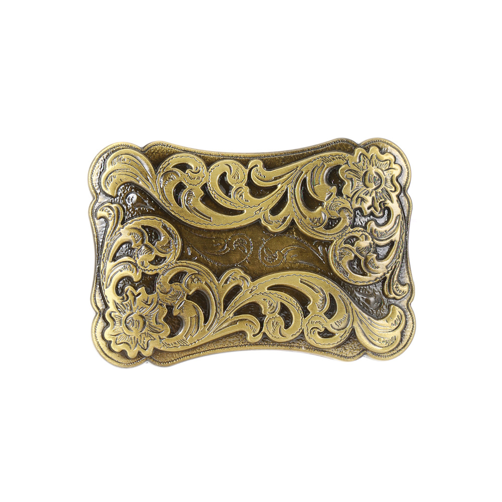 TEMU 1pc Engraved Floral Belt Buckle For Men - Personality Fashion Accessory For Casual And Western Wear