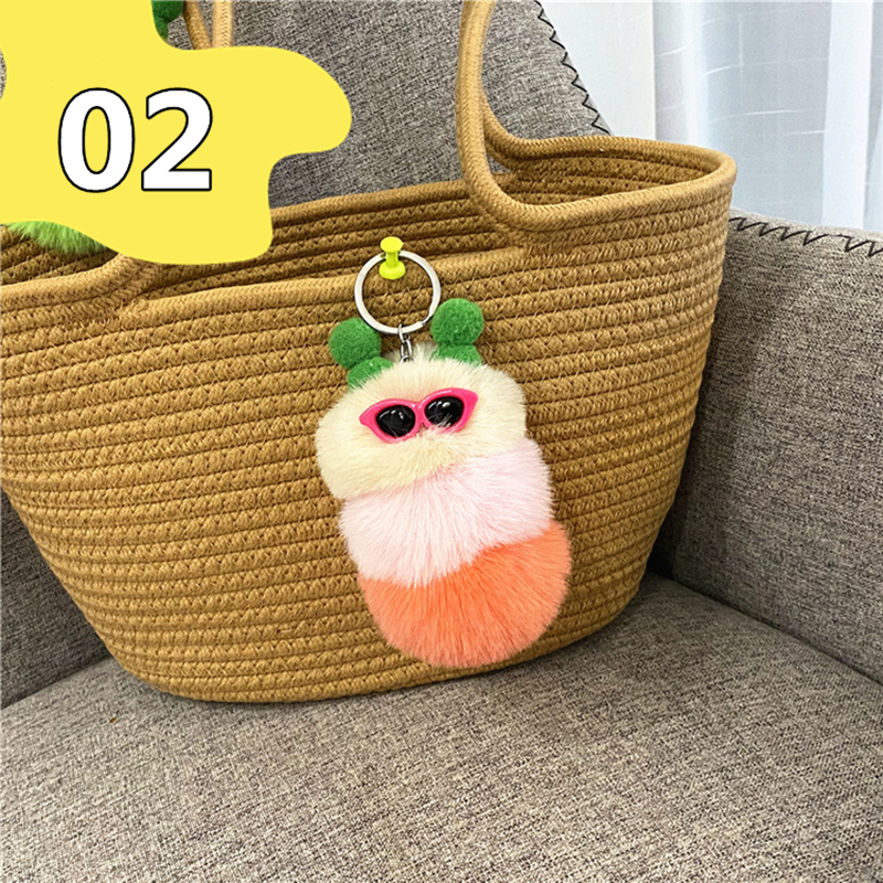 Cute Cartoon Plush Doll Pom Pom Monster Keychain Car Pendant Keyring  Ornament Bag Purse Charm Accessories - Temu Norway
