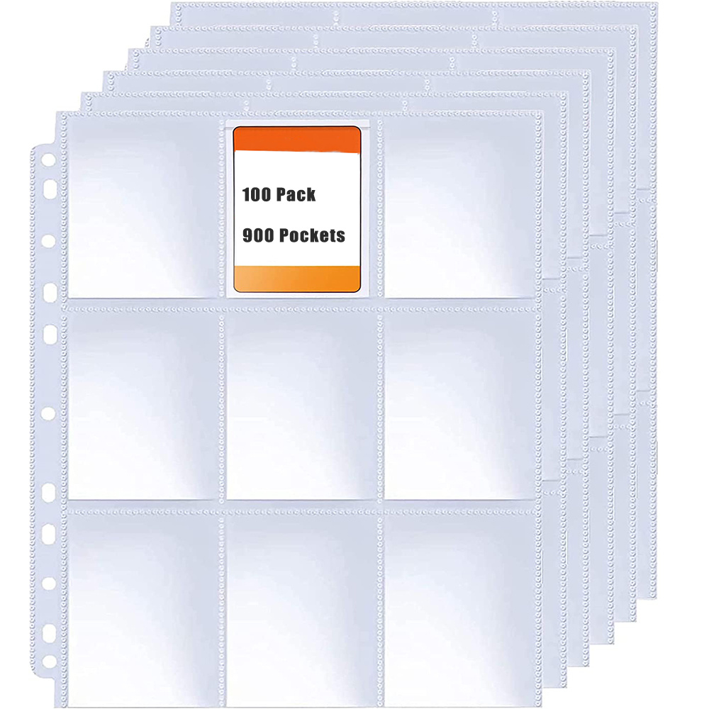 100) Trading Card Sleeves - ARCHIVAL Quality 9-Pocket Card Binder Pages -  TCIP9
