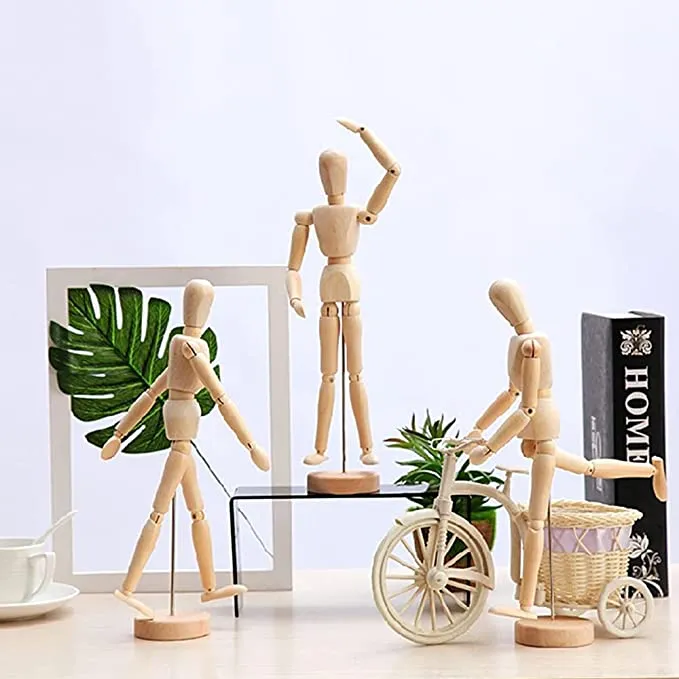 1Pcs Wooden Mannequin, Wood Artist Jointed Manikin Posable Articulated  Figure Model, For Tabletop Ornament Home Decor Art Making (8inch)