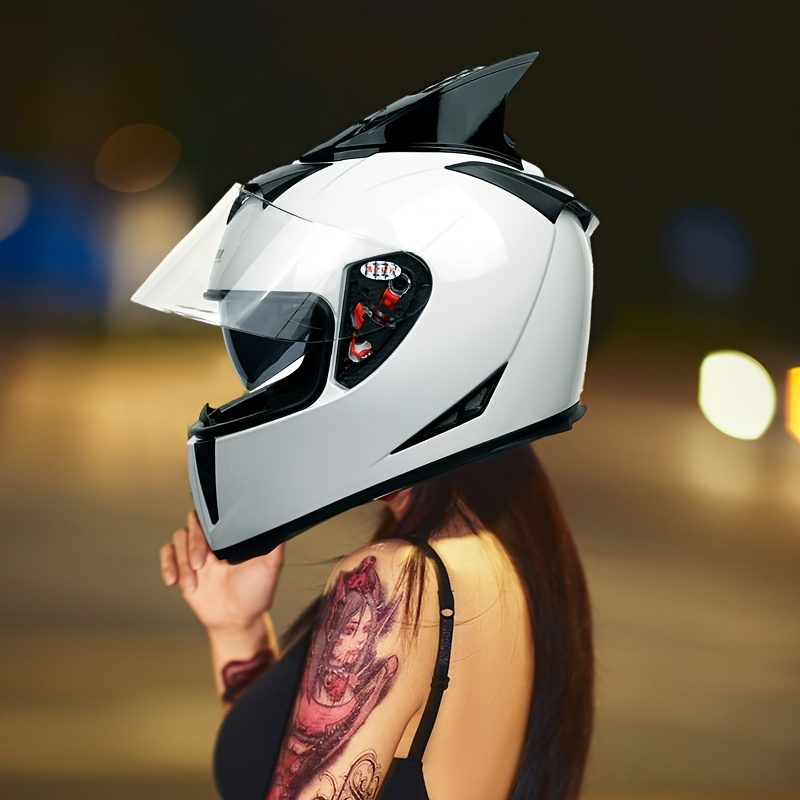  Casco integral modular para motocicleta, con visera doble,  protección contra la niebla, aprobada por DOT, para adultos, para hombres y  mujeres, motocross, moto, scooter, 4, M : Automotriz