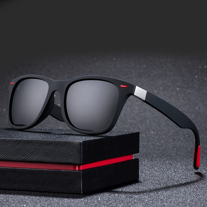 1pc Unisex Uv400 Polarized Square Frame Sunglasses For Driving