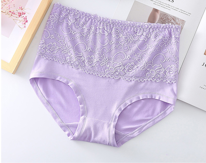 4 Pack Plus Size Floral Print Contrast Lace Panties, Women's Plus High  Waist Breathable Elegant Panties 4pcs