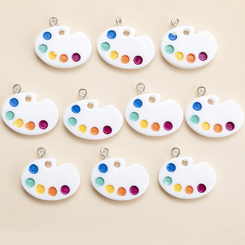 10pcs Mini Resin Palette Charms For Making - Colorful Paint Board Design With , Ideal For Earrings & Crafts, Craft Supplies| Design|resin Material, Jewelry Making Supplies