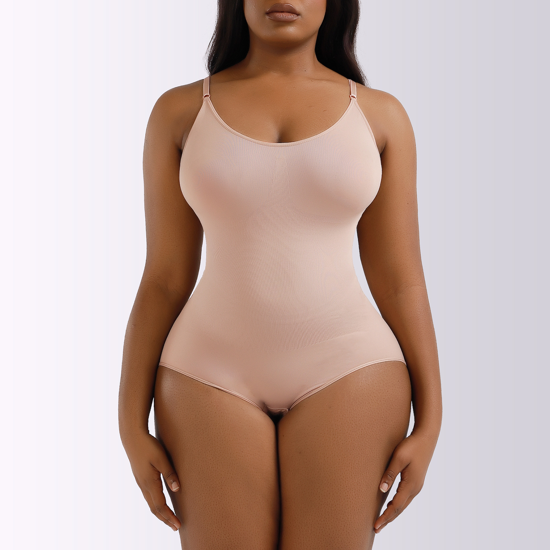 Solid Spaghetti Strap Bodysuit Tummy Control Shapewear Body - Temu