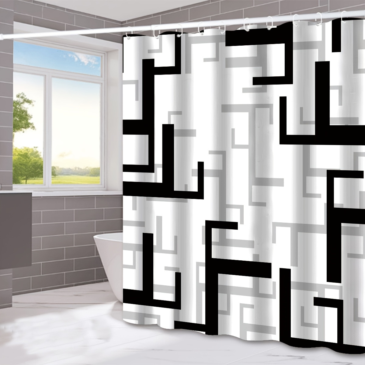 

Add A Touch Of Style To Your Bathroom With This Geometric Lattice Printed Waterproof Shower Curtain