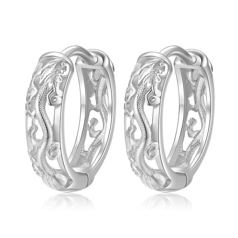 Vintage Hollow Dragon Hoop Cuff Earrings for Men