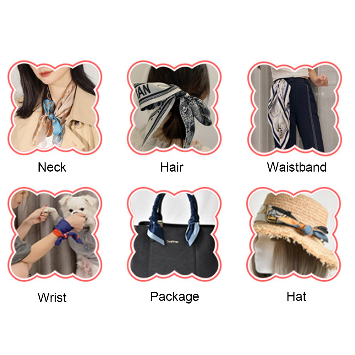 Handbag Scarf Bag Handle Wrap Imitation Silk Ribbon Scarf Women Ladies  Girls Purse Tote Neck Hat Scarf Hair Band, A1 at  Women's Clothing  store
