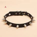 Punk Rock Studded PU Leather Necklace Men's Fashion Rivet Spike Hobnails Choker Clavicle Necklace
