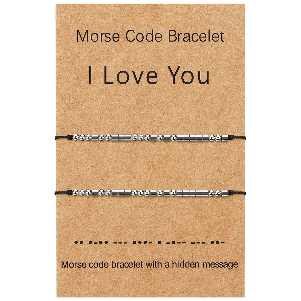 Morse Code Couple Adjustable Bracelet - Temu