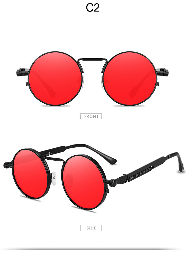 1pair Vintage Punk Style Sunglasses Fashion Mens Retro Round Metal Frame  Sun Glasses, Shop Now For Limited-time Deals