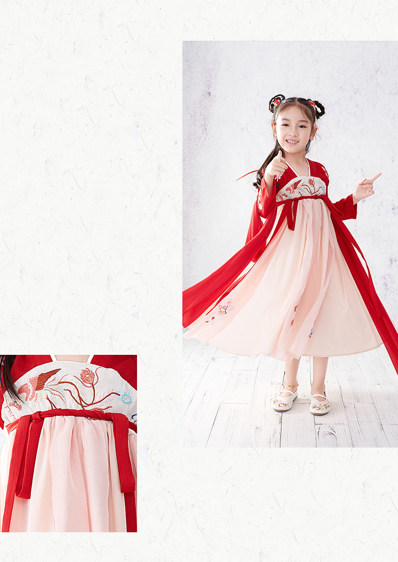 Hanfu Chino Niñas Diseño Bordado Alce Bloque Color Vestido - Temu