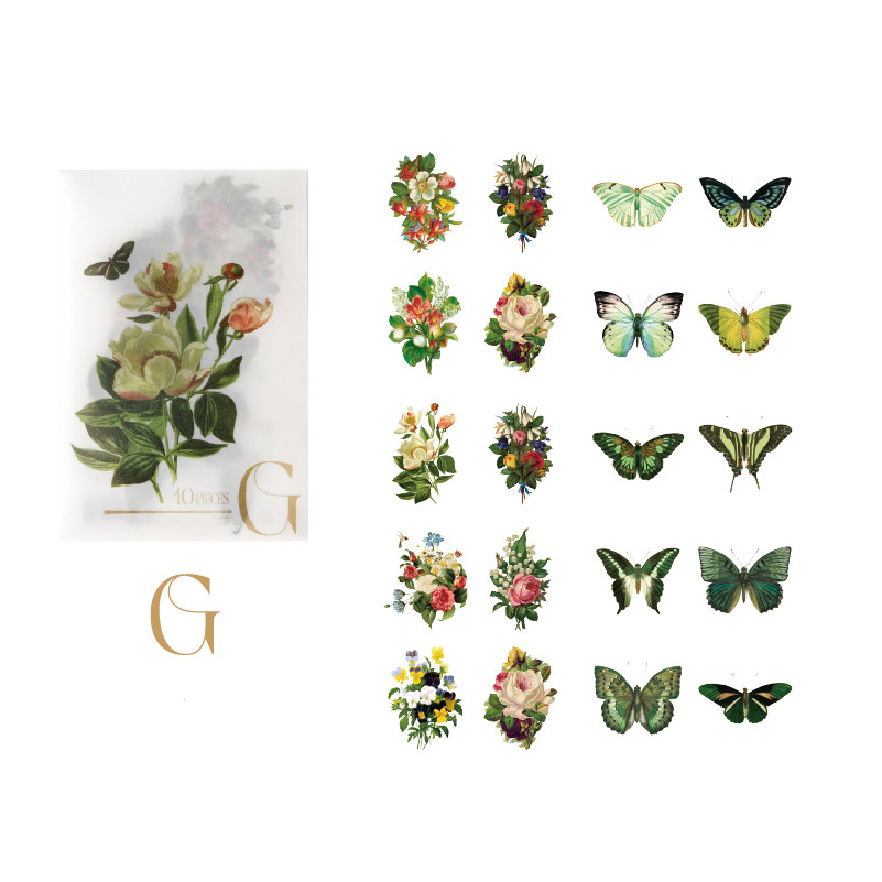 Vintage Floral Butterfly Sticker Pack