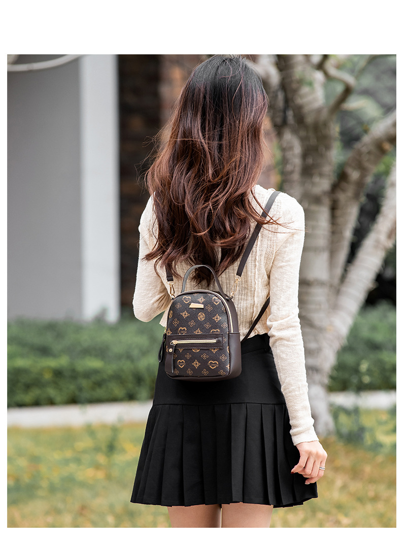 Cute Small Zipper Backpack, Women's Geometric Pattern Backpack