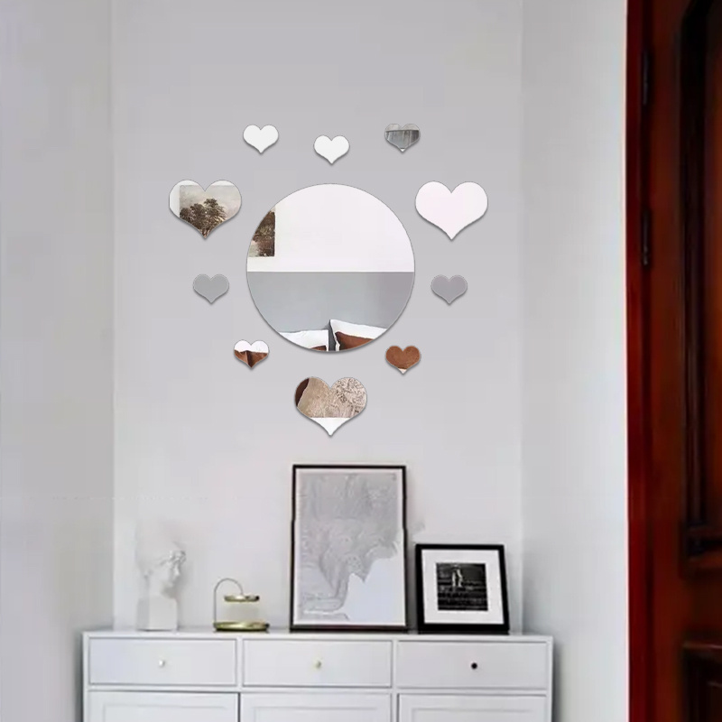 Heart Mirror Stickers Acrylic Wall Decals Self Adhesive - Temu