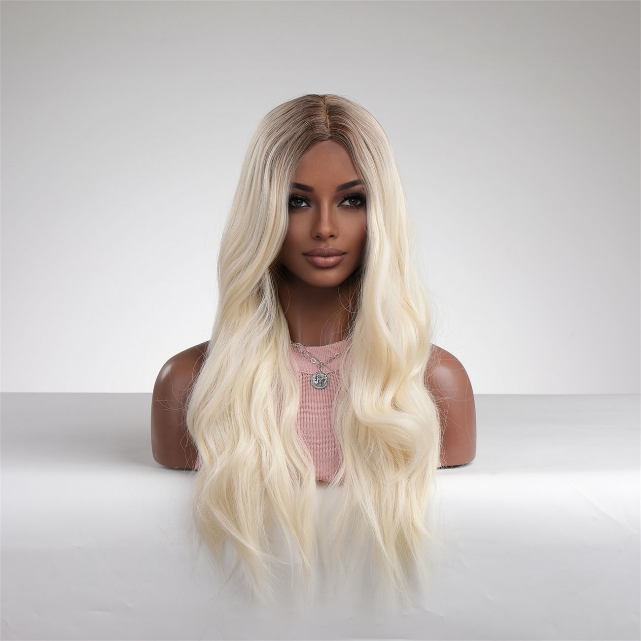26inch Long Wavy Synthetic Wig Ombre Brown Middle Part For Black White  Women Heat Resistant Fiber Daily Party Hair Wigs Blonde | Shop On Temu And  Start Saving | Temu