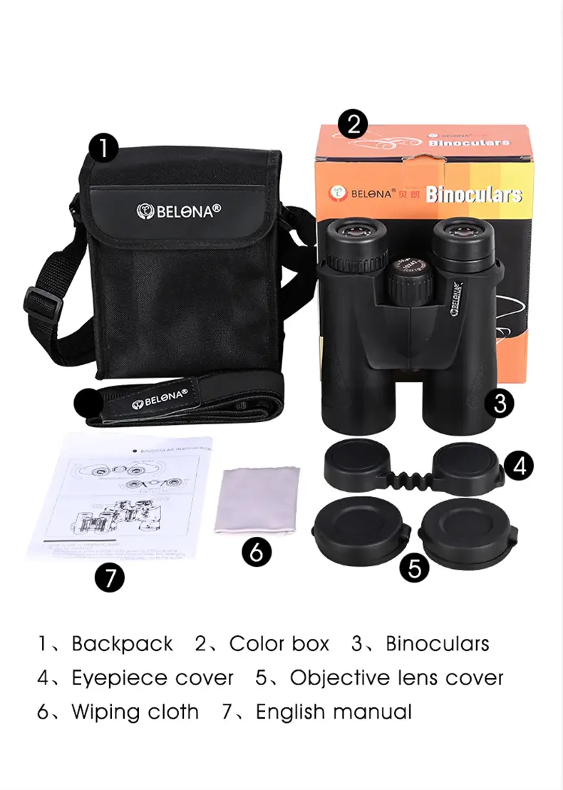 portable binoculars hd bak4 prism professional zoom telescope for outdoor grazing tourism super foot bowl game watching details 16