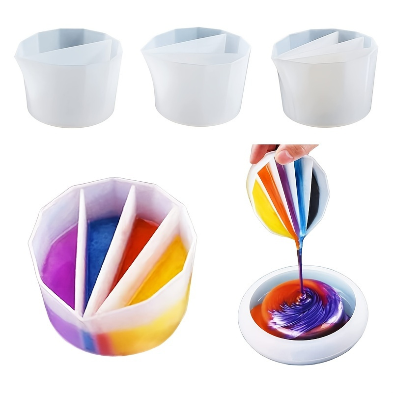 

Split Cup For Paint Pouring,4 Pcs Reusable Fluid Art Split Cup Silicone Split Pouring Cup With Dividers For Acrylic Paint Resin Pouring Diy Making