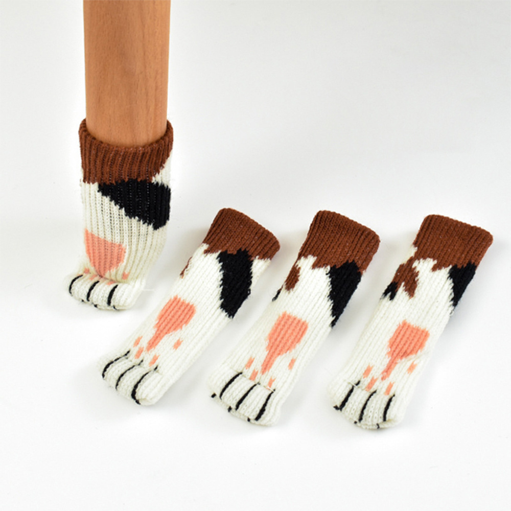 Chair Leg Socks Floor Protectors  Chairs Leg Protector Cat Paw - 4pcs/set  Knitted - Aliexpress